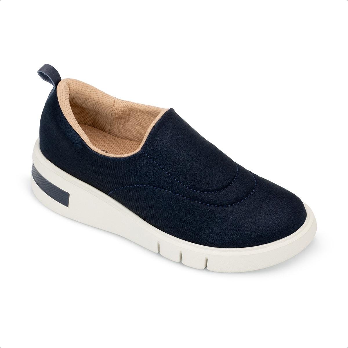 Tênis Usaflex Feminino Slip On Tecido Detalhe Costura Casual AM01009 Marinho 2
