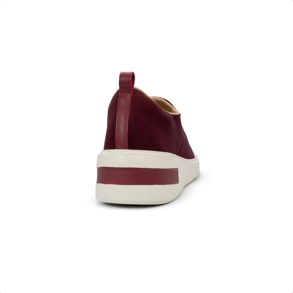 Tênis Usaflex Feminino Slip On Tecido Detalhe Costura Casual AM01009 Vinho 4