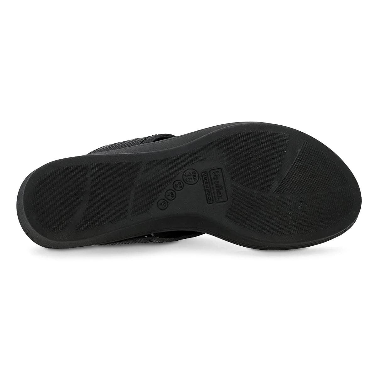 Chinelo Usaflex Feminino Salto Baixo Couro Casual UD04005 Preto 5