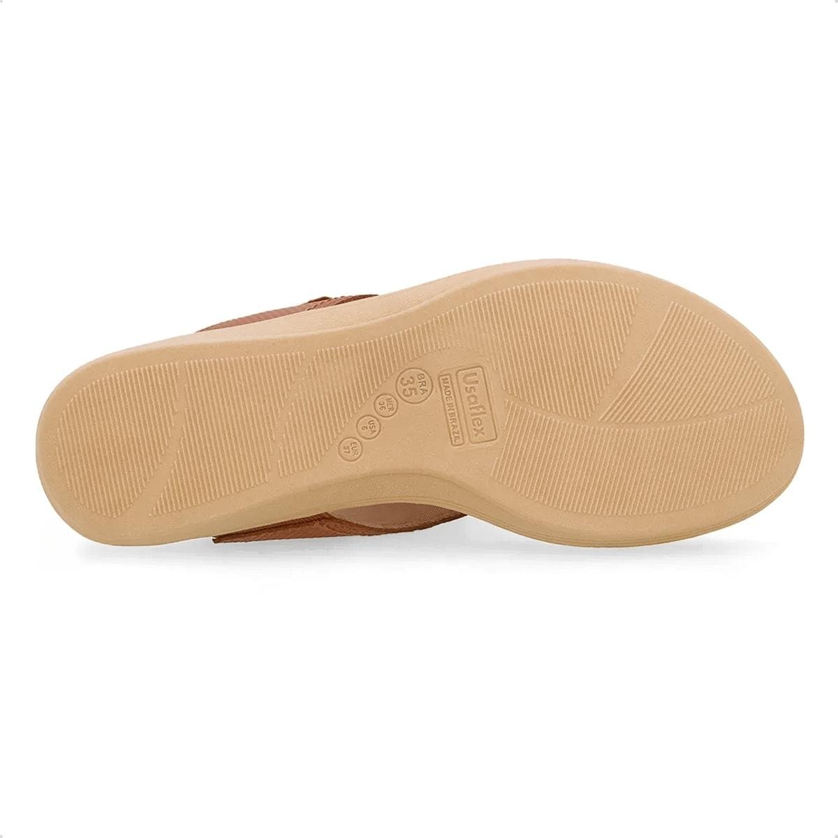 Chinelo Usaflex Feminino Salto Baixo Couro Casual UD04005 Terracota 5
