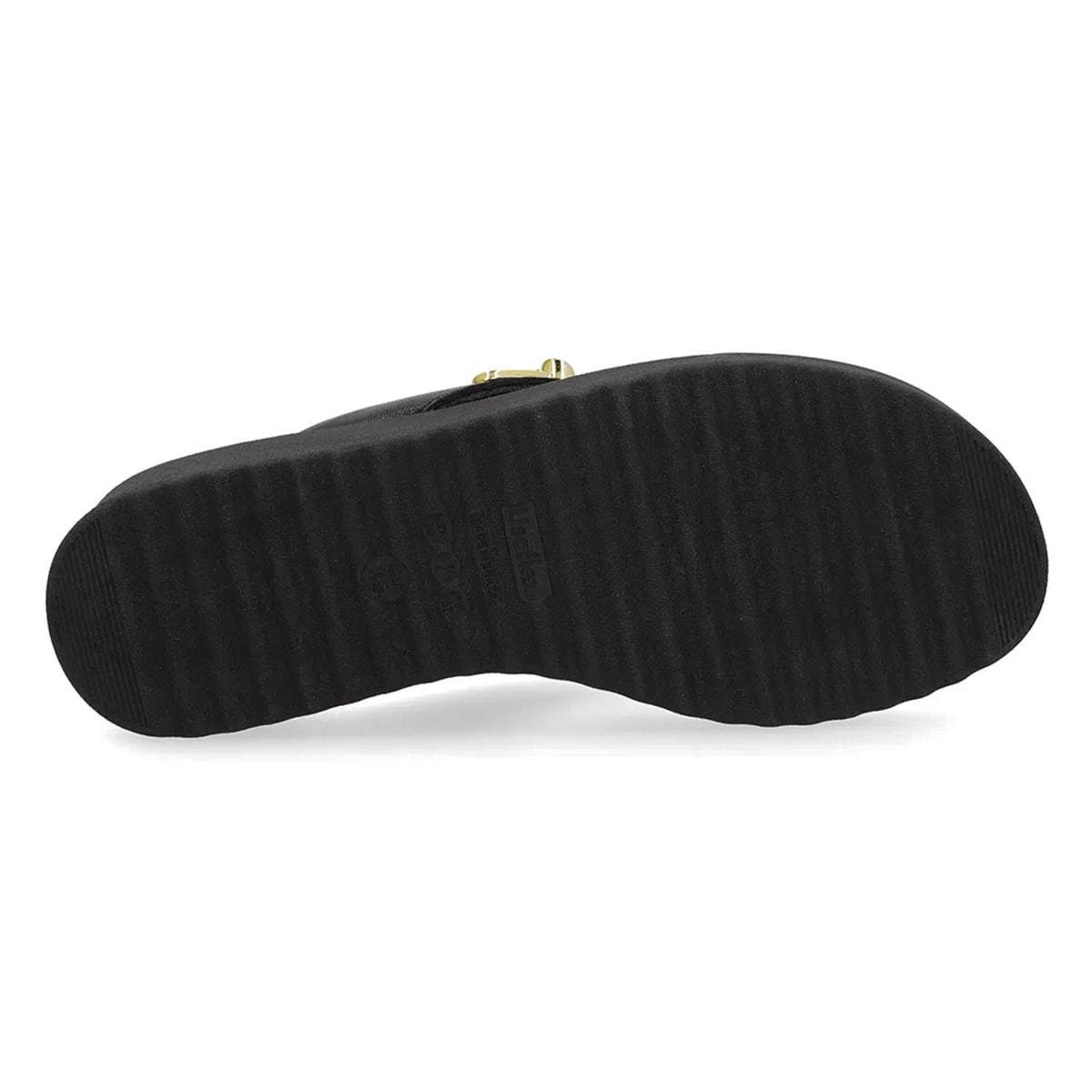 Chinelo Usaflex Feminino Salto Baixo Couro Enfeite Casual UD13001 Preto 5