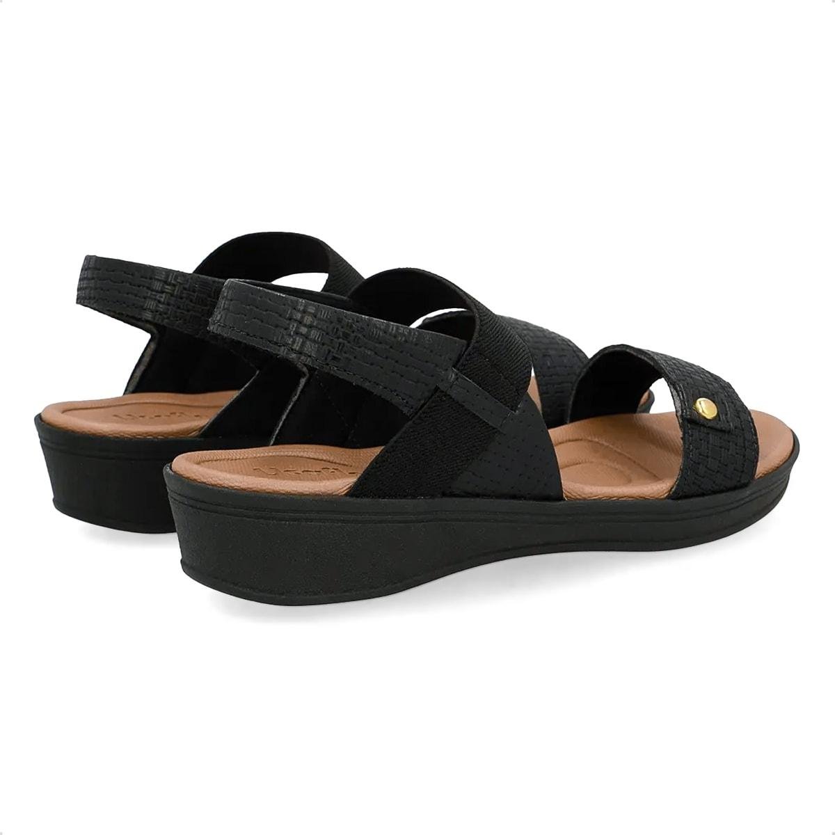 Sandália Usaflex Feminina Couro Tira Elástico Casual UD04004 Preto 4