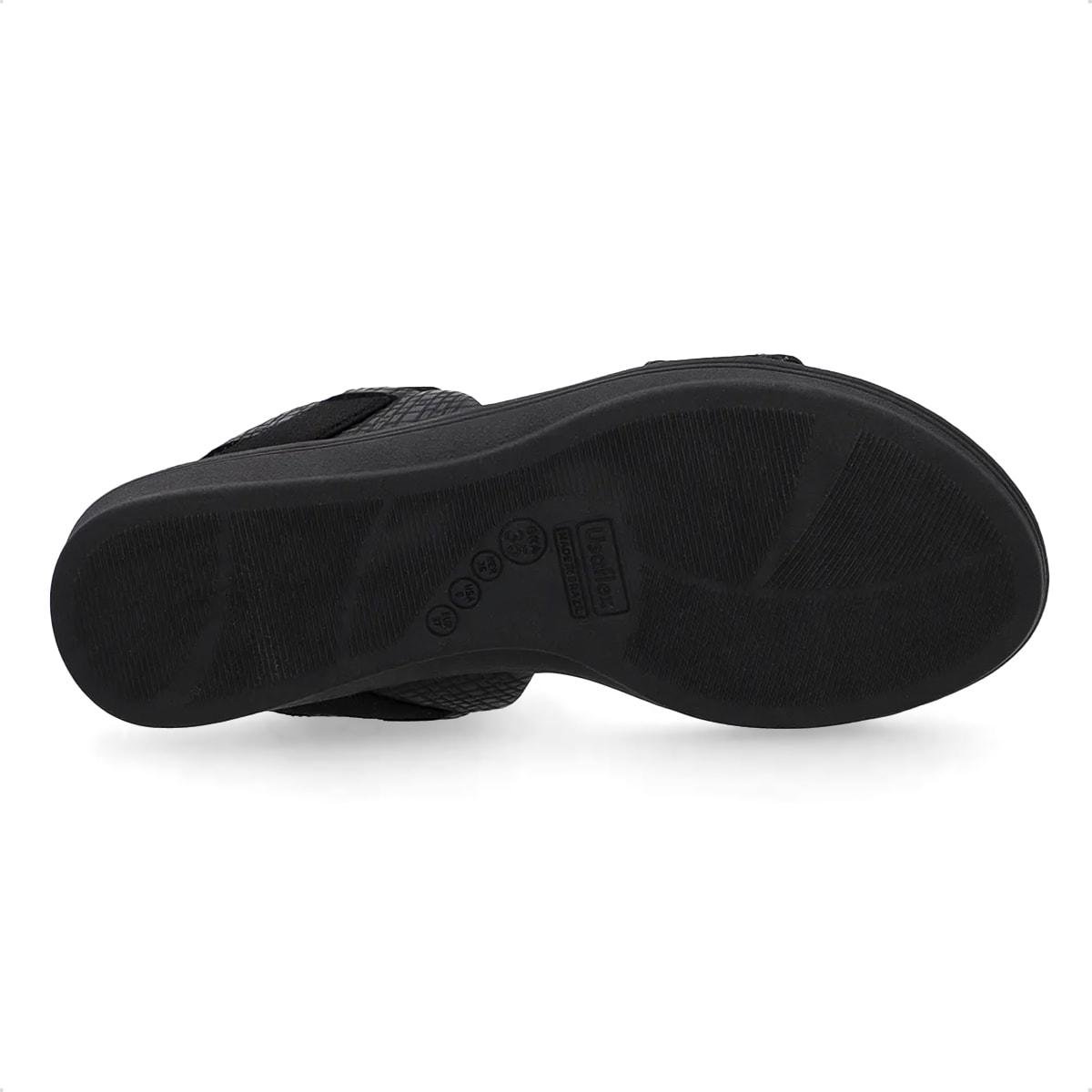 Sandália Usaflex Feminina Couro Tira Elástico Casual UD04004 Preto 5