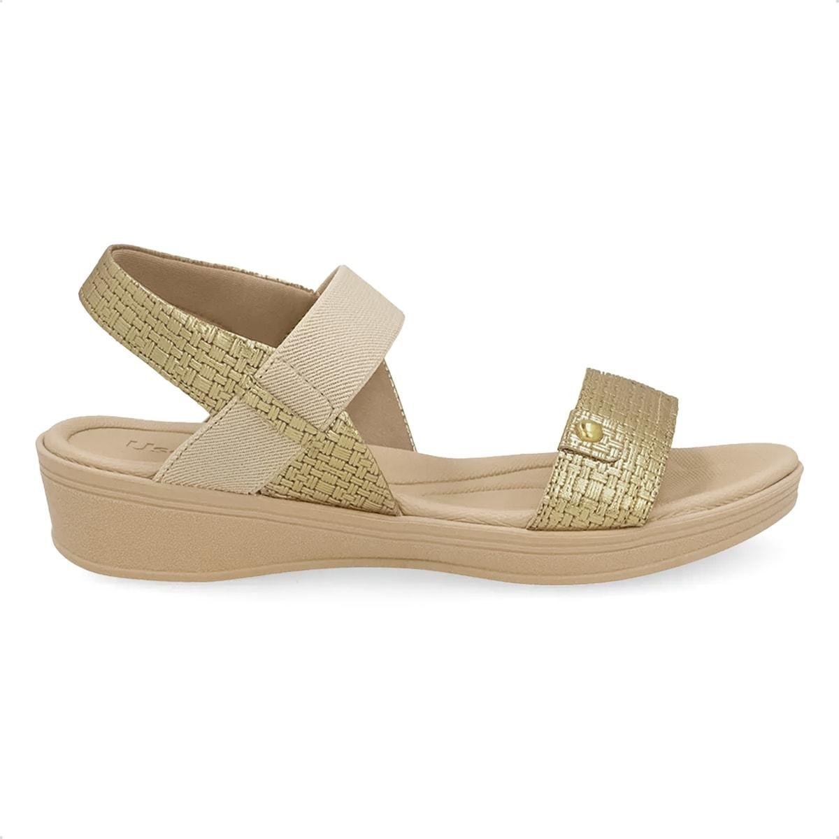 Sandália Usaflex Feminina Couro Tira Elástico Casual UD04004