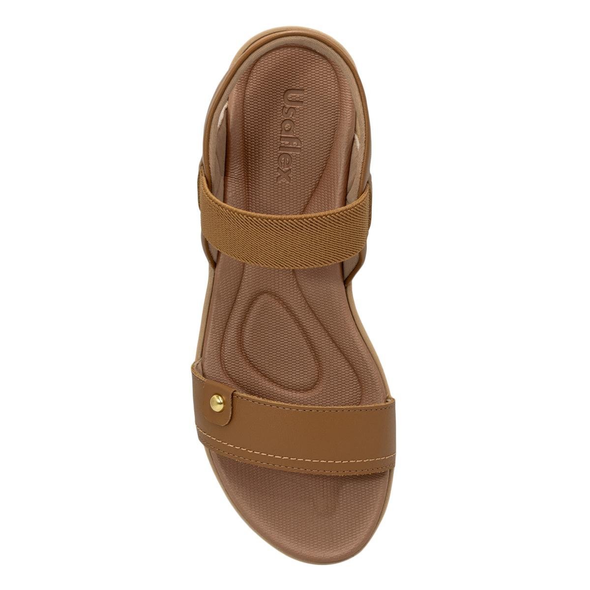 Sandália Usaflex Feminina Couro Tira Elástico Casual UD04004 Caramelo 3