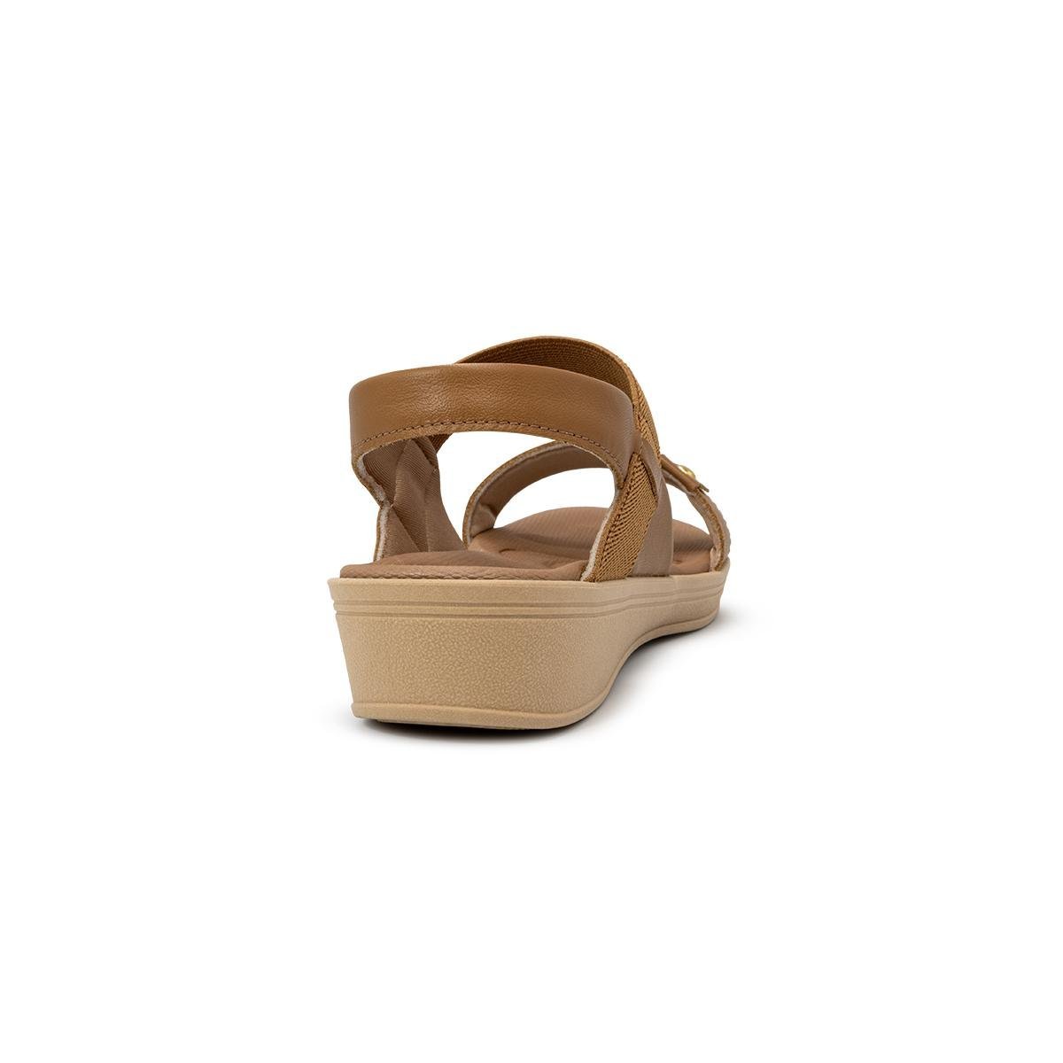 Sandália Usaflex Feminina Couro Tira Elástico Casual UD04004 Caramelo 4