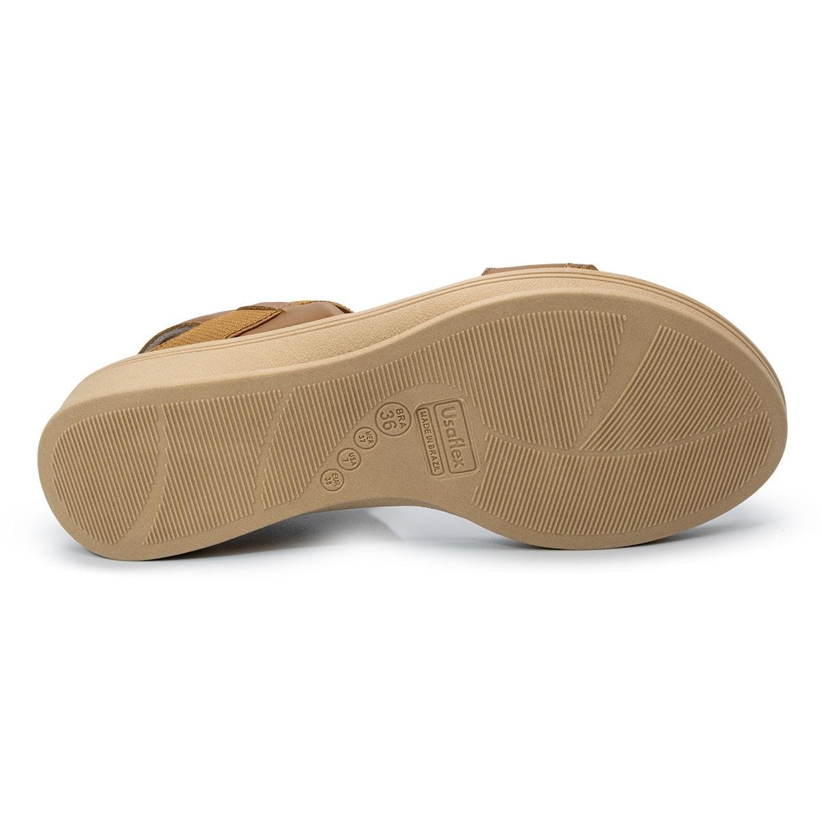 Sandália Usaflex Feminina Couro Tira Elástico Casual UD04004 Caramelo 5