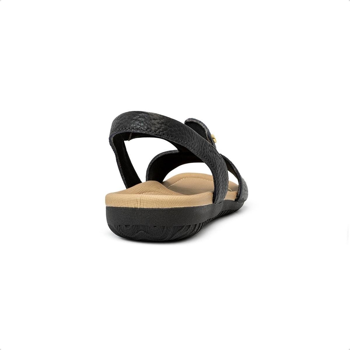 Sandália Usaflex Feminina Elástico em Couro Casual R18083 Preto 4