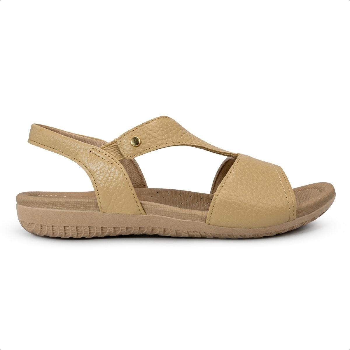 Sandália Usaflex Feminina Elástico em Couro Casual R18083