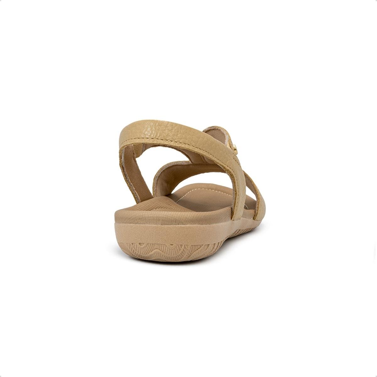 Sandália Usaflex Feminina Elástico em Couro Casual R18083 Creme 4