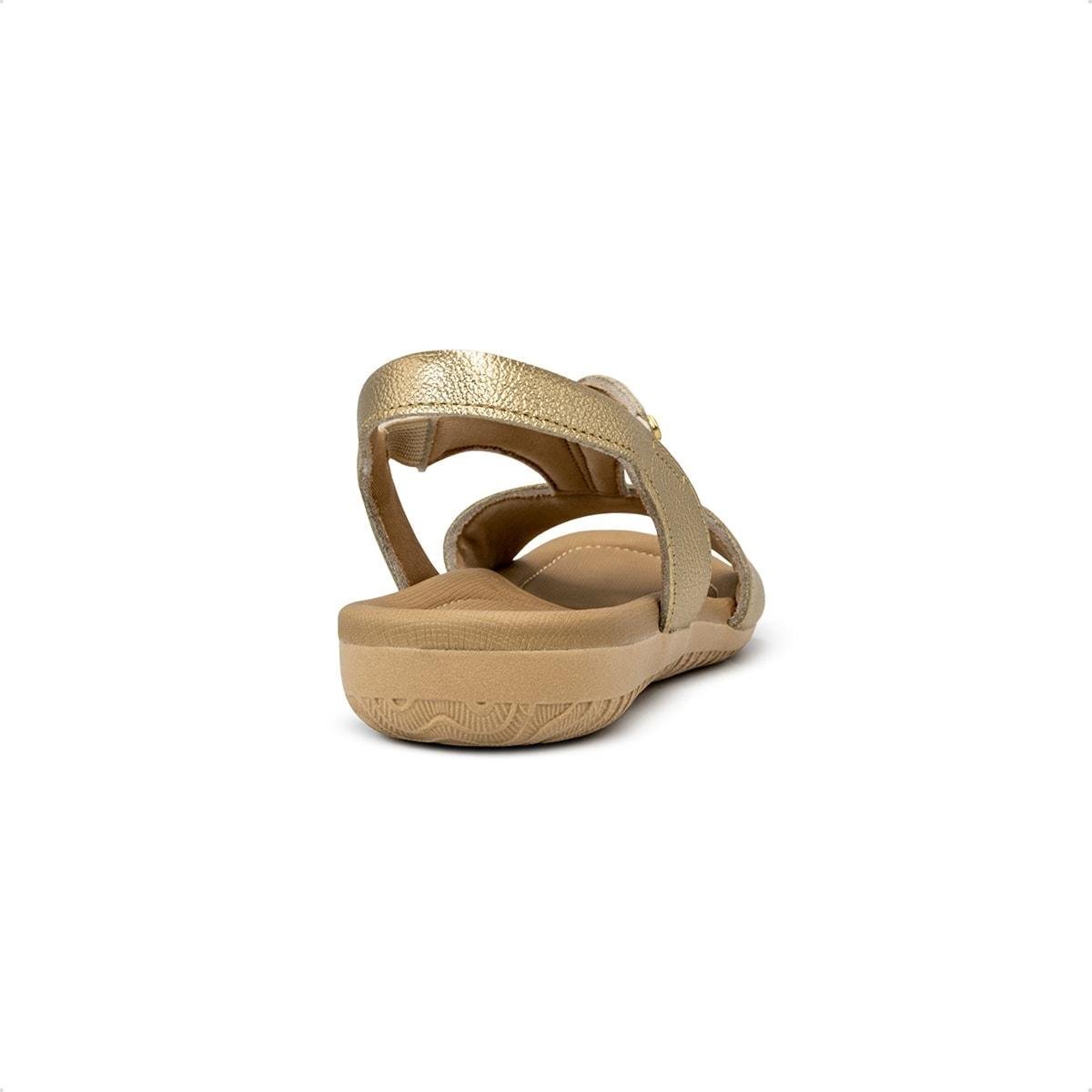Sandália Usaflex Feminina Elástico em Couro Casual R18083 Dourado 4
