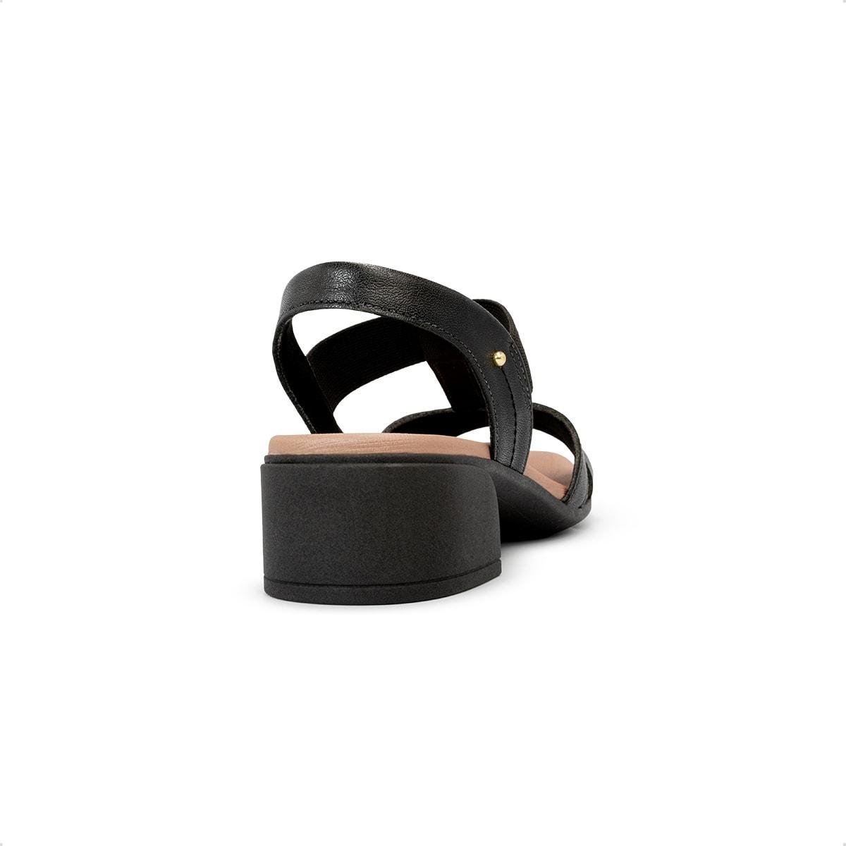Sandália Usaflex Feminino Bico Quadrado Couro Casual AN27006 Preto 4