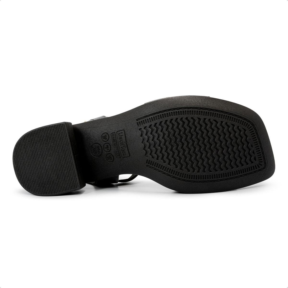 Sandália Usaflex Feminino Bico Quadrado Couro Casual AN27006 Preto 5