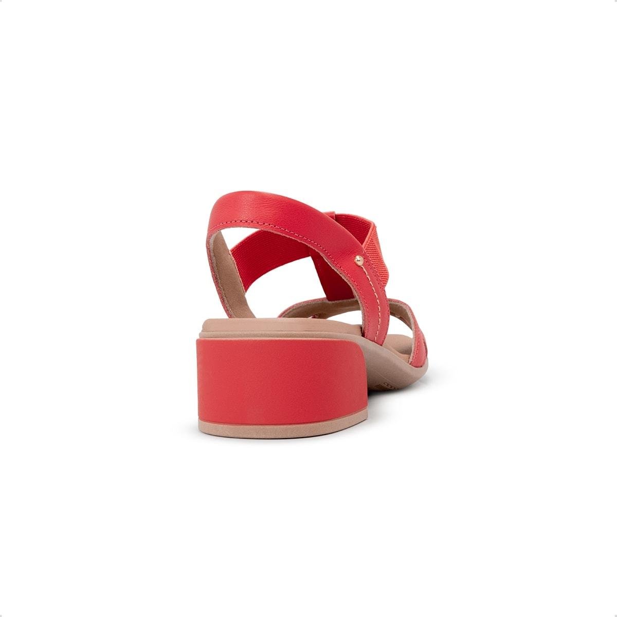 Sandália Usaflex Feminino Bico Quadrado Couro Casual AN27006 Coral 4