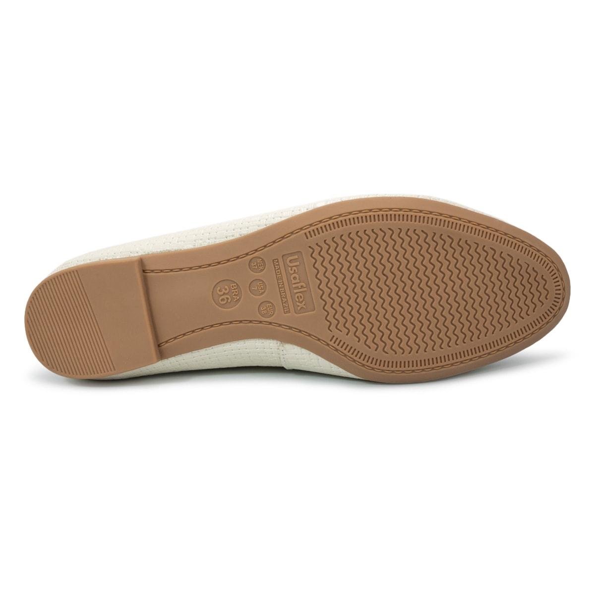 Sapatilha Usaflex Feminina Couro Casual UD08001 Off White 5