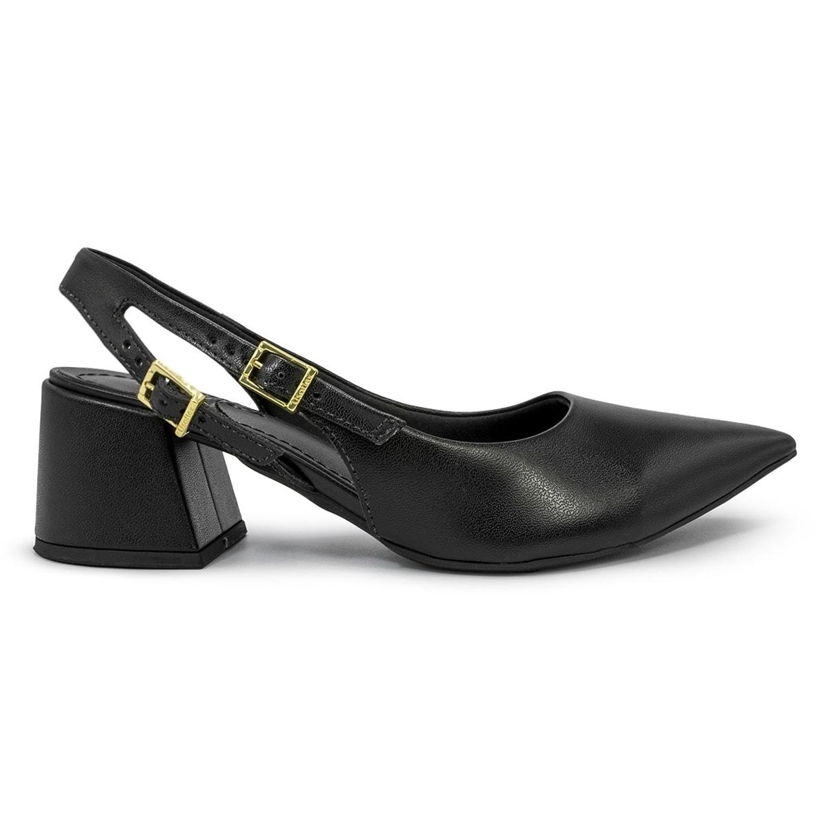 Scarpin Slingback Usaflex Feminino Bico Fino Couro Casual AK02009