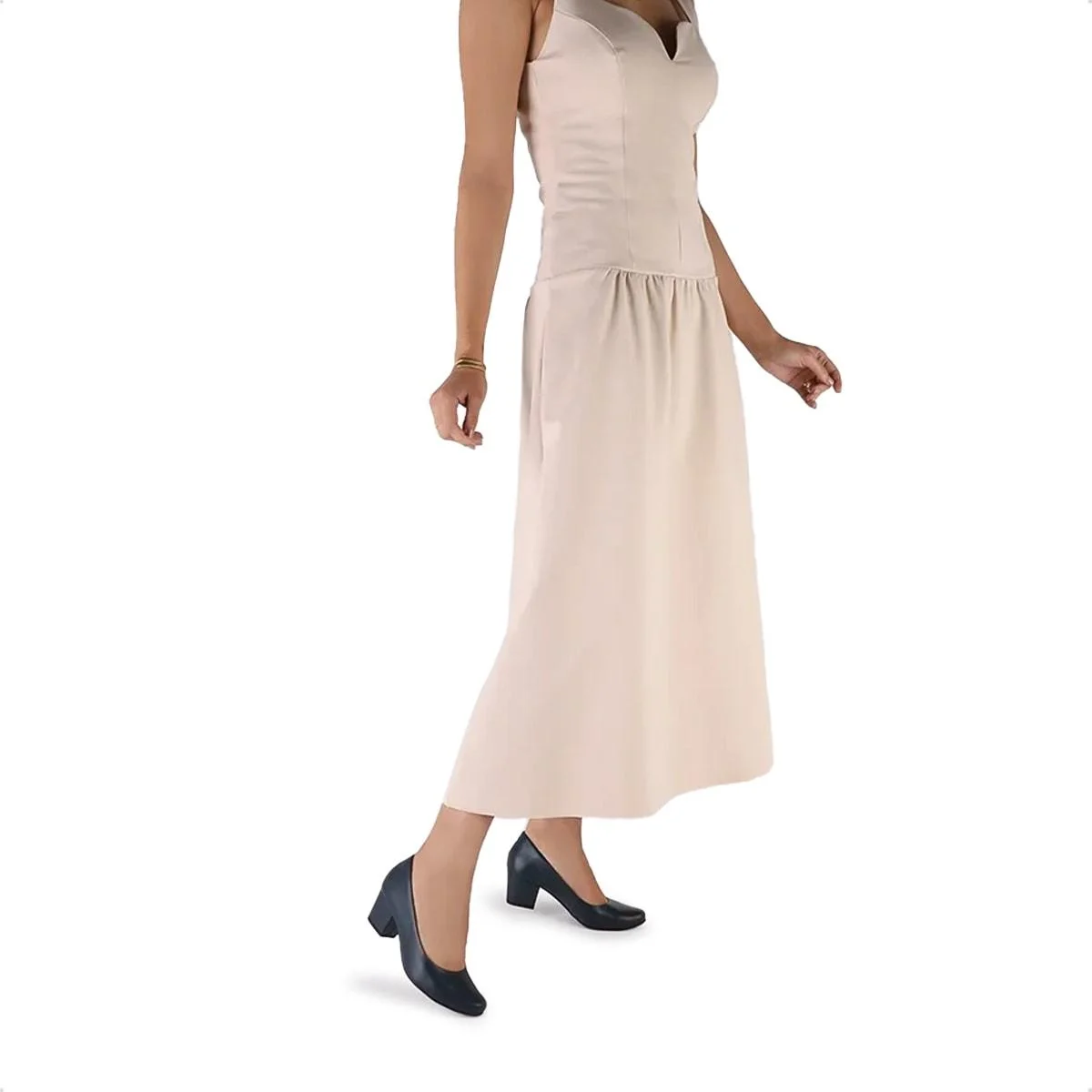 Scarpin Usaflex Feminino Couro Salto Bloco Casual UD05001 Marinho 3