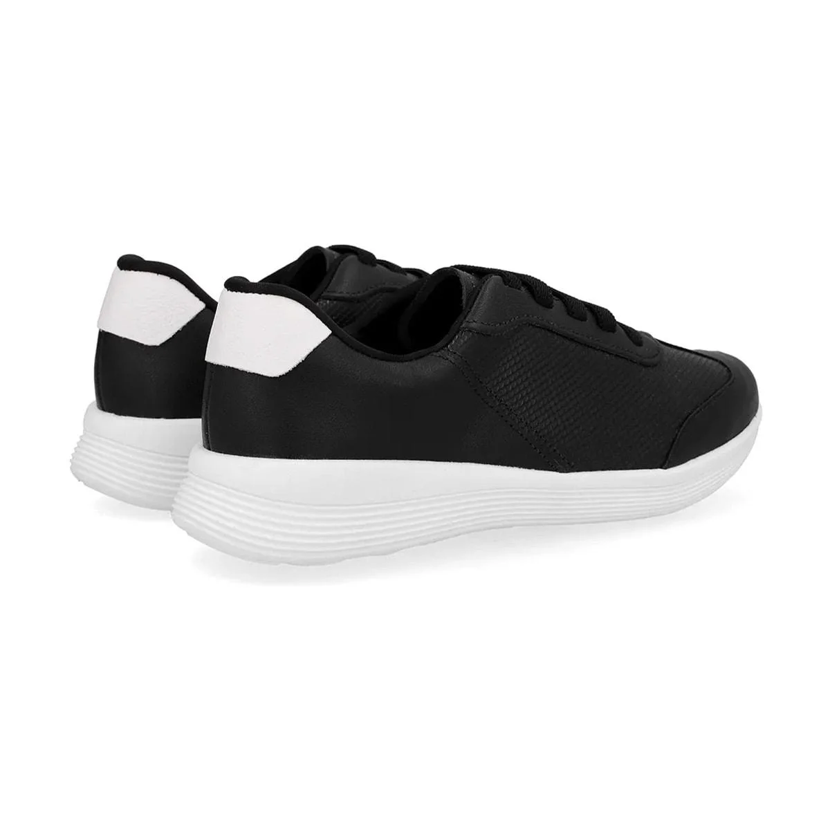 Tênis Usaflex Feminino Básico Couro Cadarço Elástico Casual UD02004 Preto 4