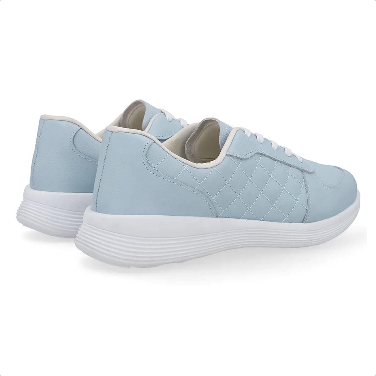 Tênis Usaflex Feminino Matelassê Couro Casual UD02003 Azul Claro 4