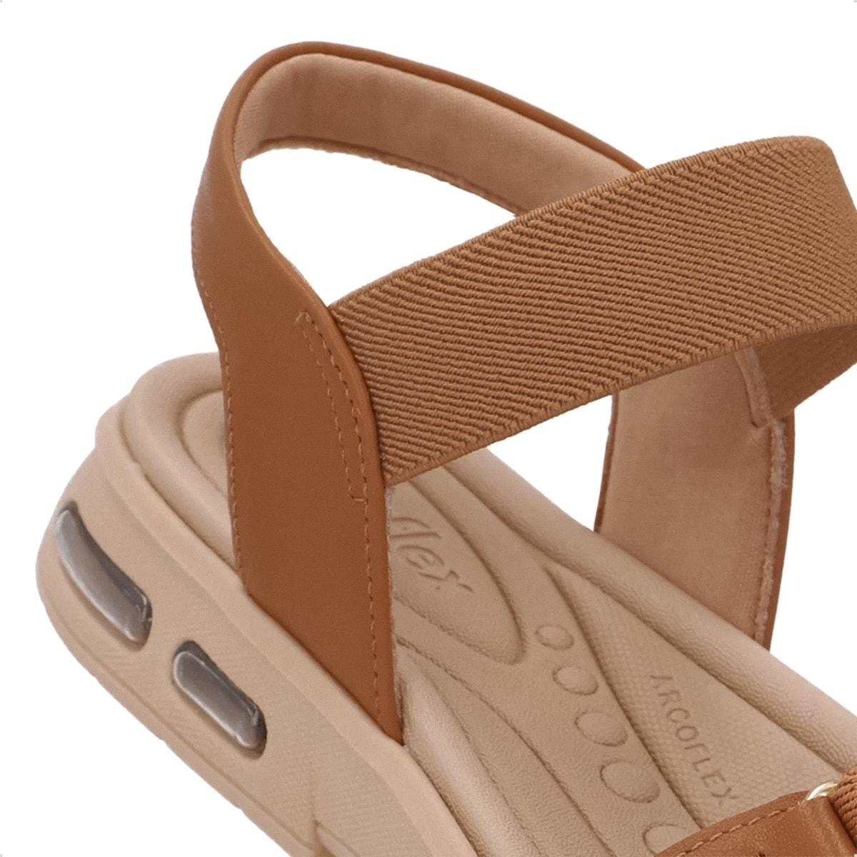 Sandália Usaflex Feminina Elástico Salto Baixo Amortecimento Bolha Casual UD14001 Caramelo 3
