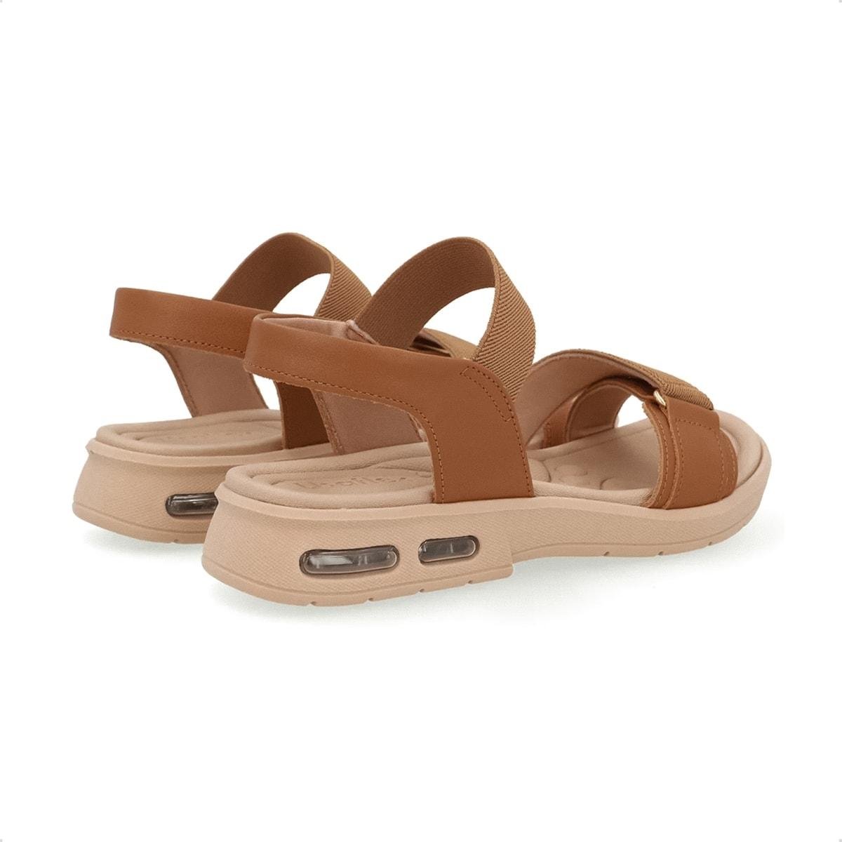 Sandália Usaflex Feminina Elástico Salto Baixo Amortecimento Bolha Casual UD14001 Caramelo 4