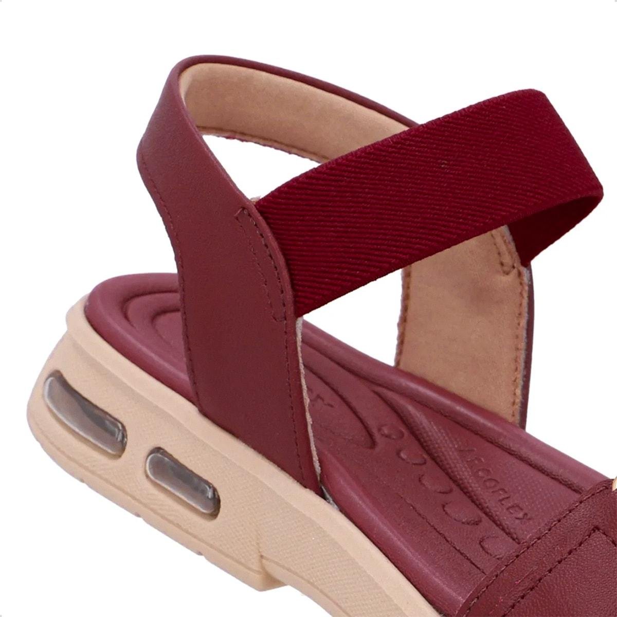 Sandália Usaflex Feminina Elástico Salto Baixo Amortecimento Bolha Casual UD14001 Vinho 3