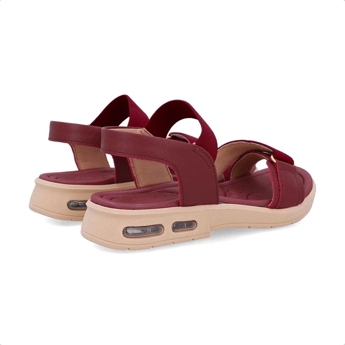 Sandália Usaflex Feminina Elástico Salto Baixo Amortecimento Bolha Casual UD14001 Vinho 4