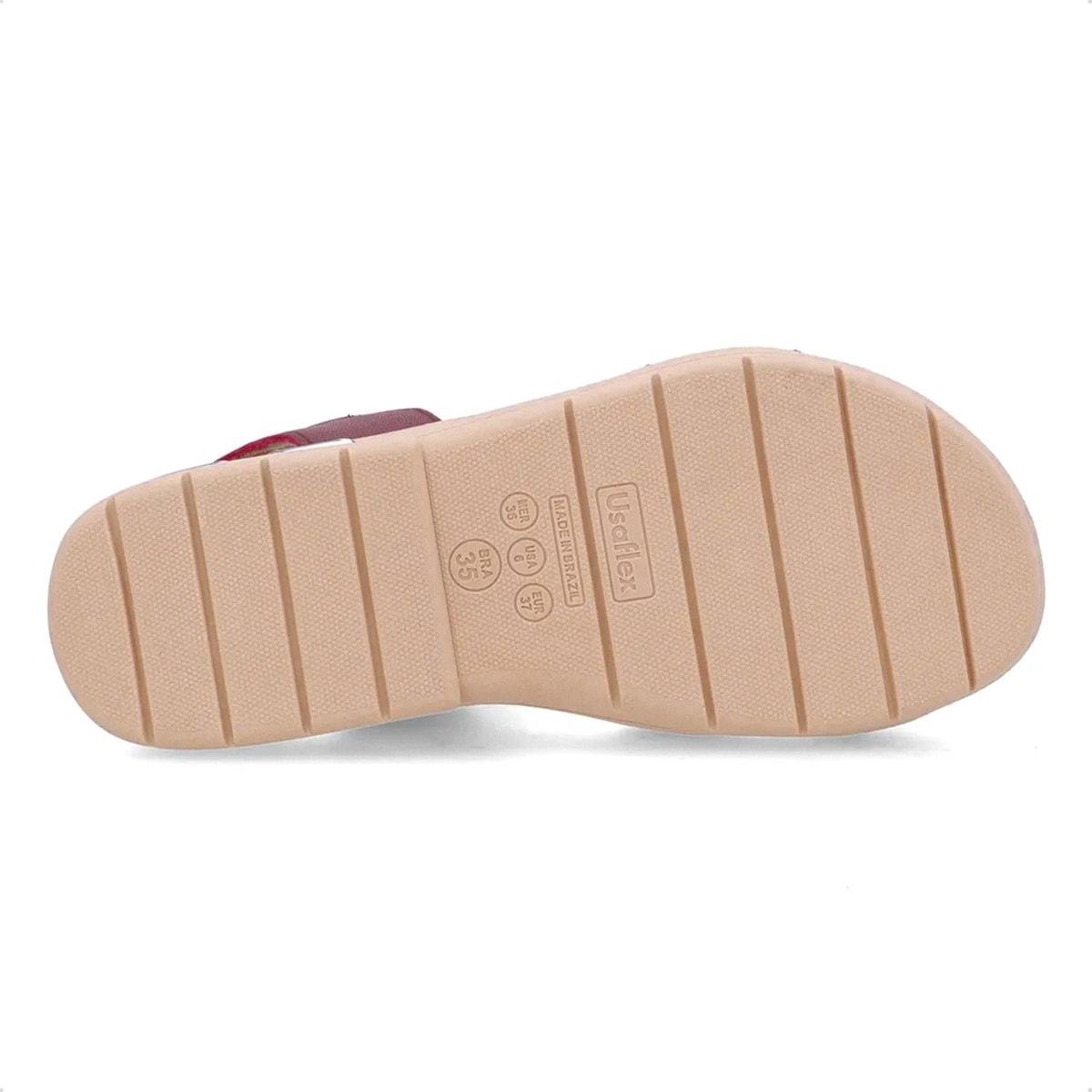Sandália Usaflex Feminina Elástico Salto Baixo Amortecimento Bolha Casual UD14001 Vinho 5