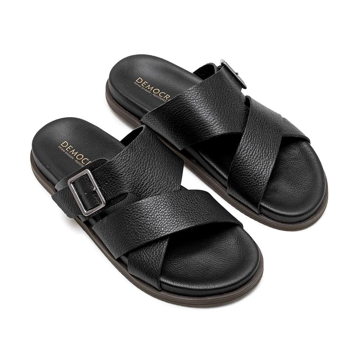 Sandália de Couro Democrata Masculina Dock Preto 2