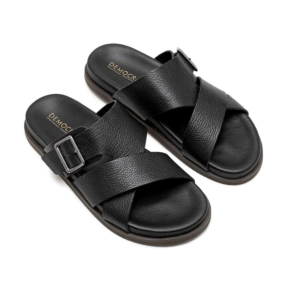 Sandália de Couro Democrata Masculina Dock Preto 2