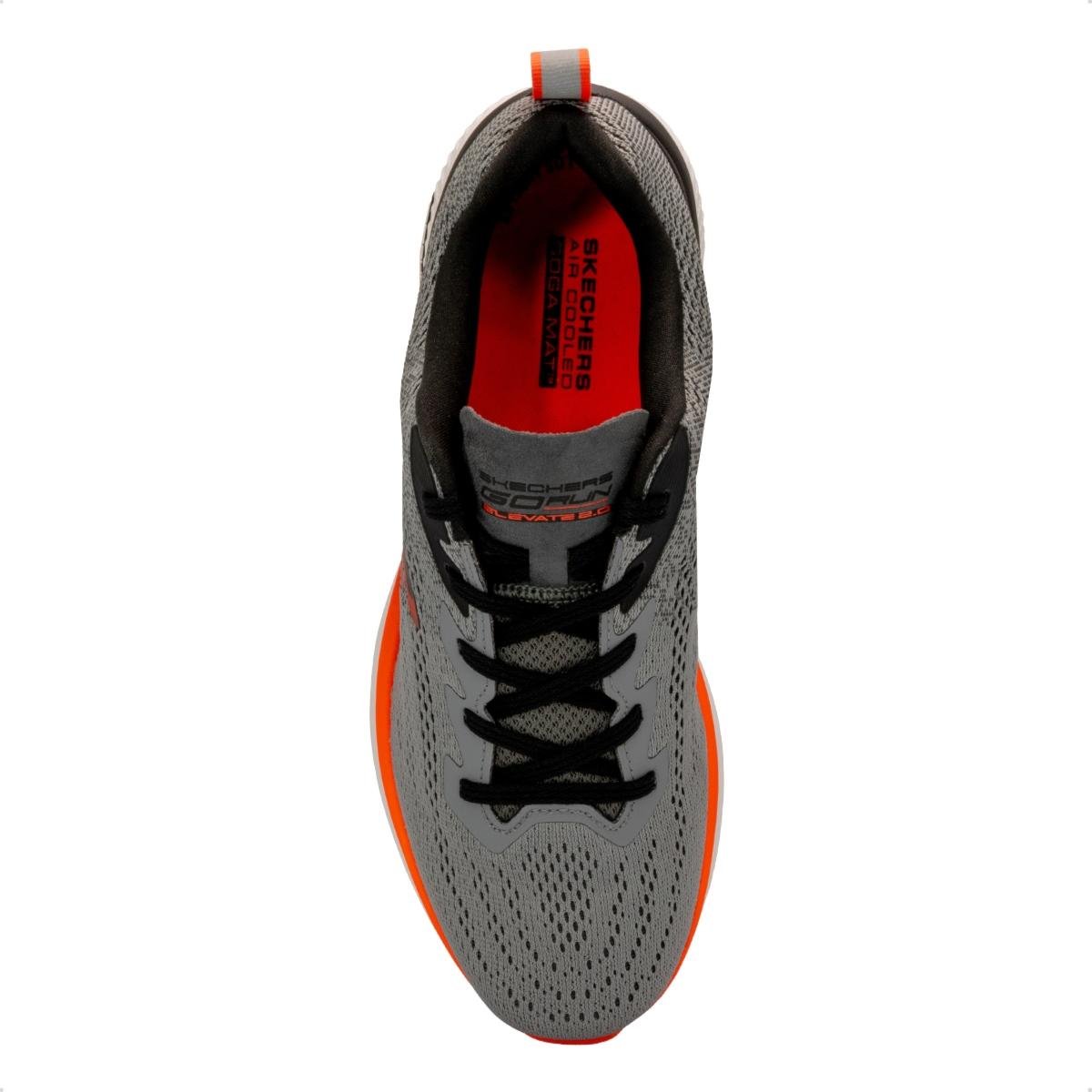 Tênis Skechers Masculino Go Run Elevate 2.0 - Fluid Motion Corrida Cinza/Laranja 3