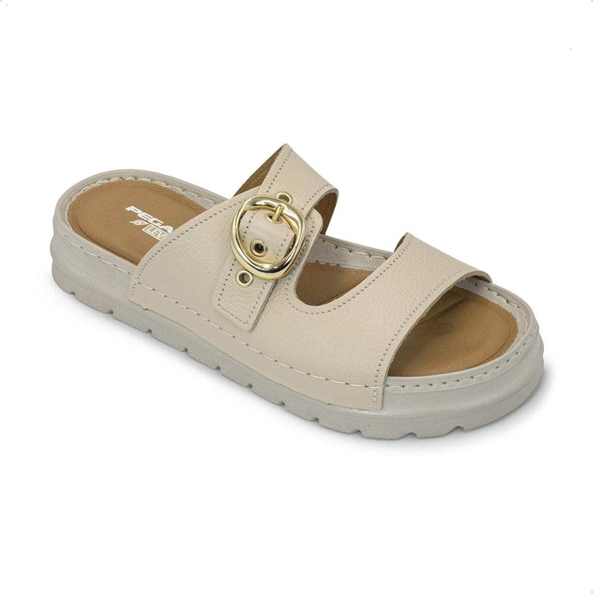 Chinelo Pegada Feminino em Couro Grace 234701 Bege 2