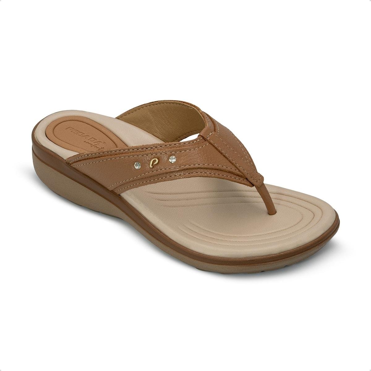 Chinelo Pegada Feminino em Couro 232713 Marrom Claro 2