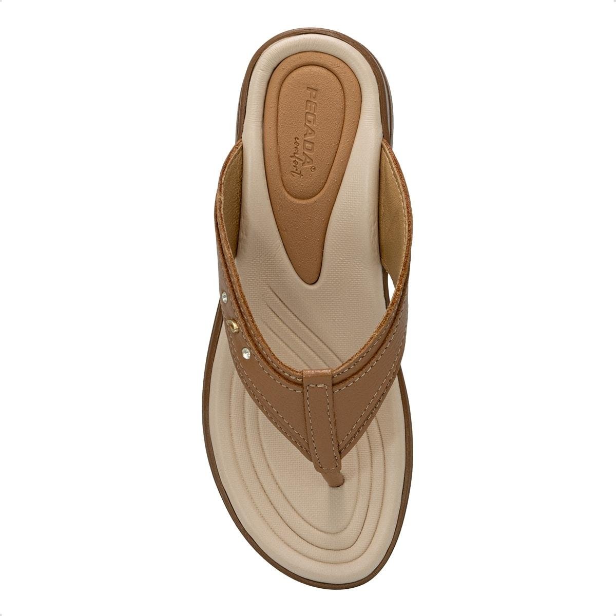 Chinelo Pegada Feminino em Couro 232713 Marrom Claro 3