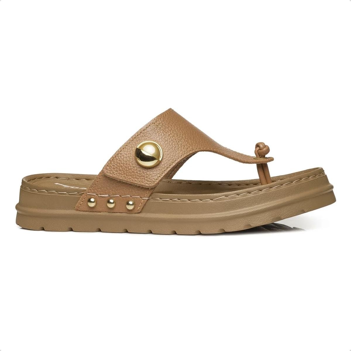 Chinelo Pegada Feminino em Couro Grace 234702 Marrom Claro 1
