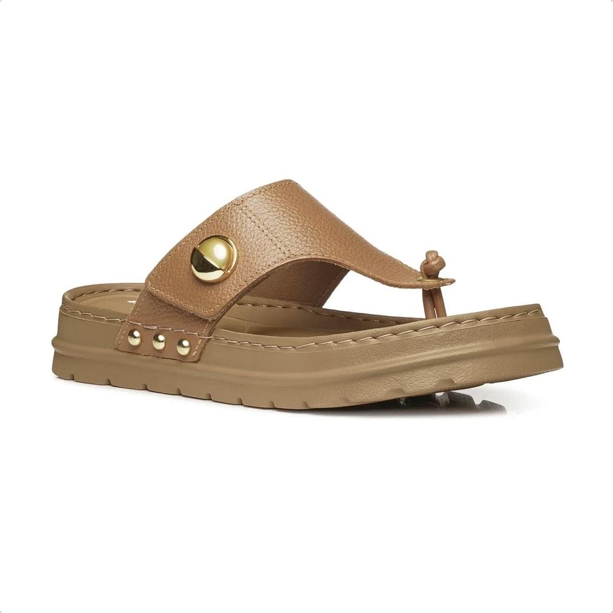 Chinelo Pegada Feminino em Couro Grace 234702 Marrom Claro 2