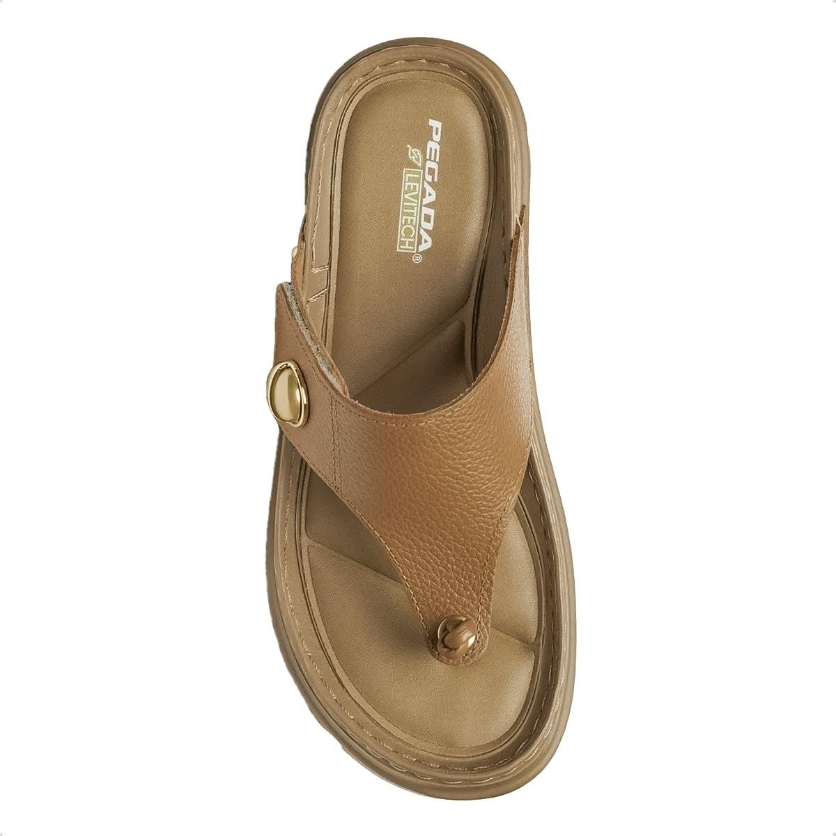 Chinelo Pegada Feminino em Couro Grace 234702 Marrom Claro 3