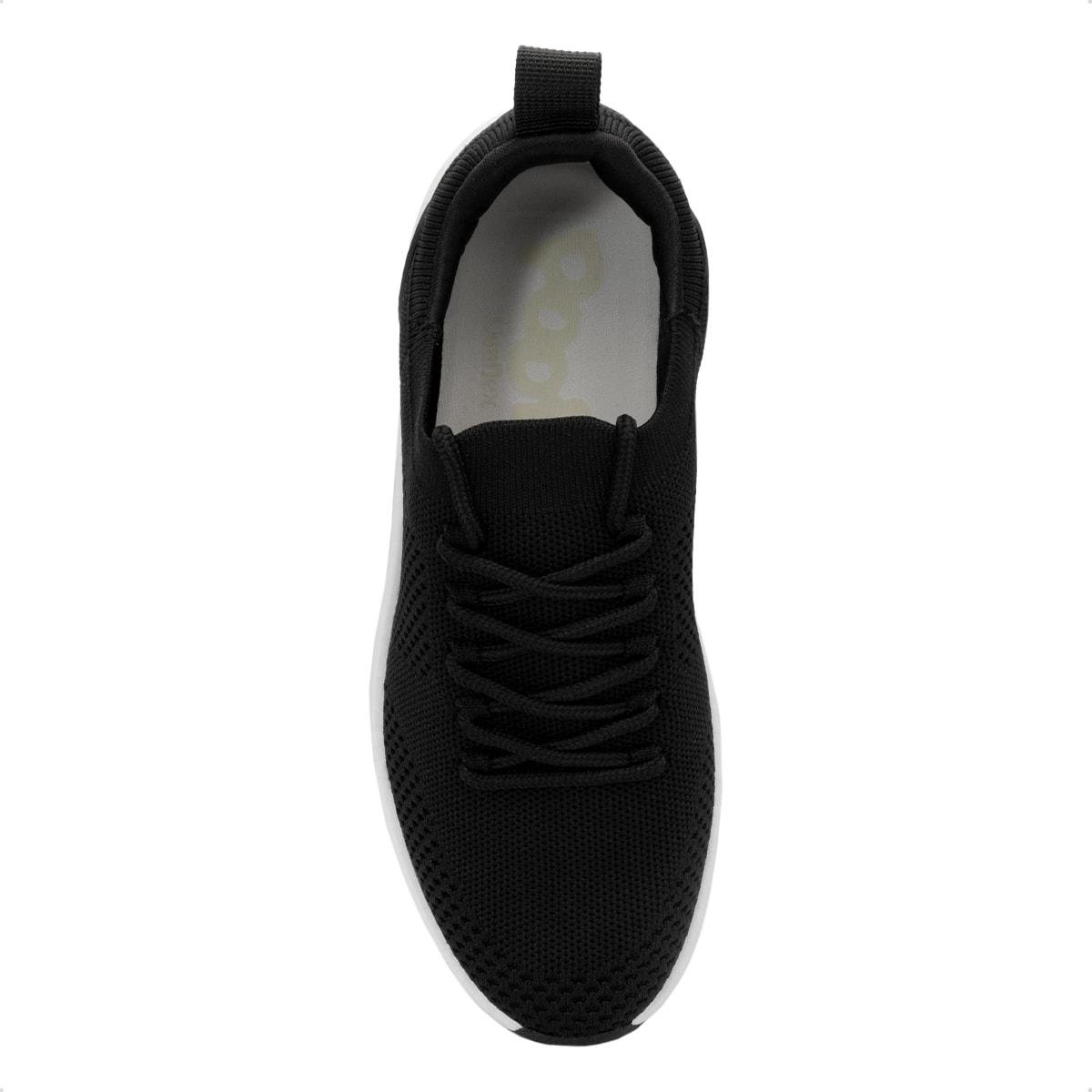 Tênis Usaflex Feminino Poofy Tecido Tricot Casual AO15001 Preto/Branco 3