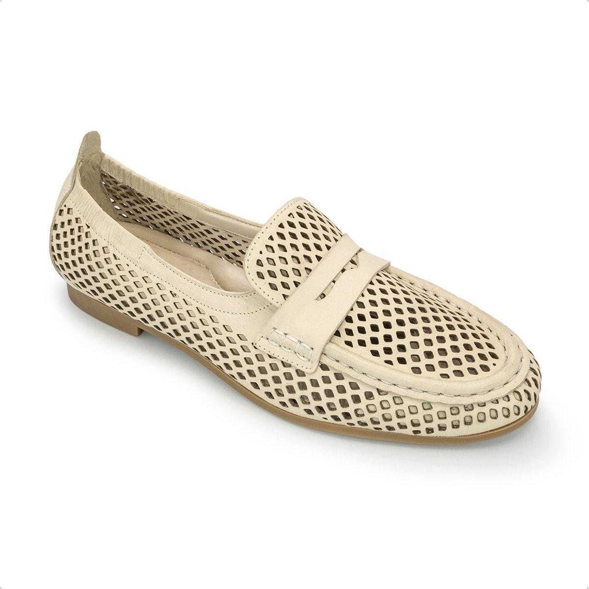 Mocassim Democrata Feminino Flora Couro 655102 Bege 2