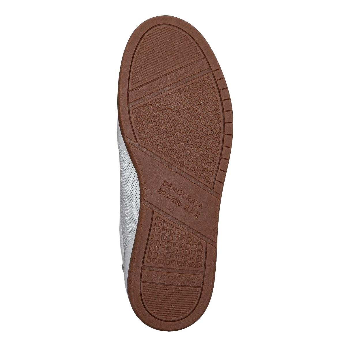 Tênis de Couro Democrata Feminino Olivia 657101 Branco/Prata 4