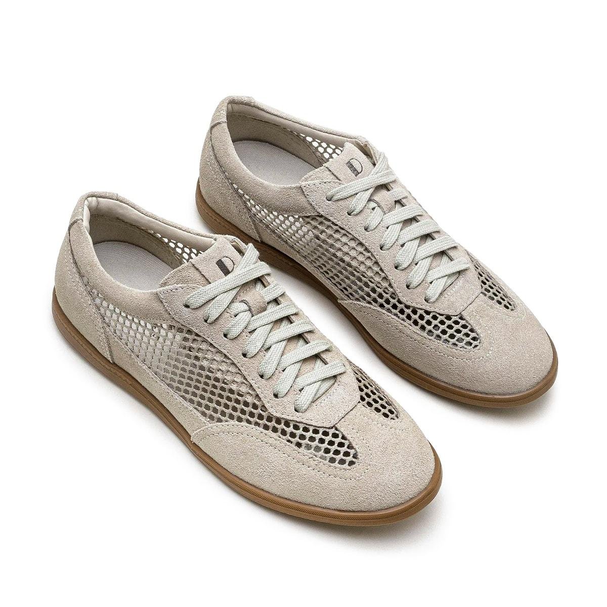 Tênis de Couro Democrata Feminino Olivia 657102 Bege 2