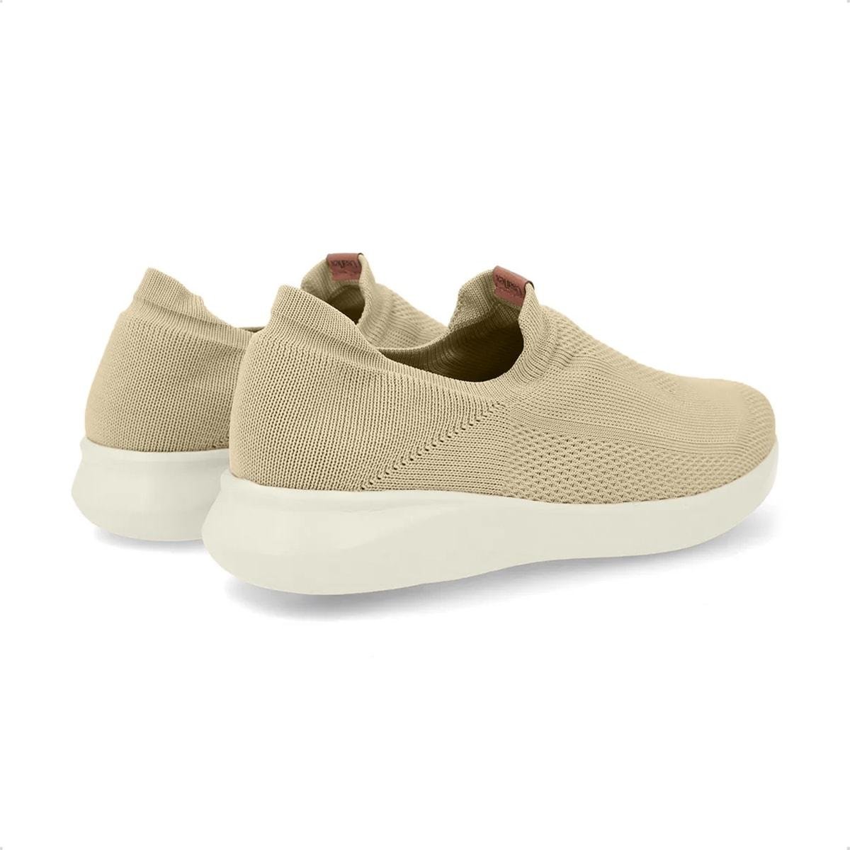 Tênis Usaflex Feminino Slip On Tricot UD03005 Casual Bege 4