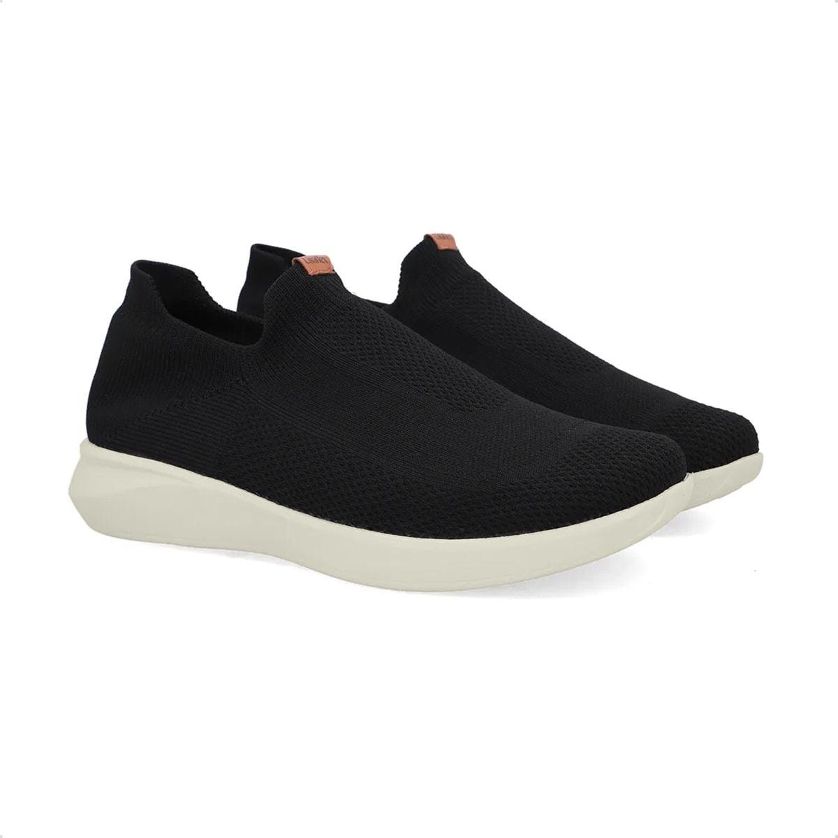 Tênis Usaflex Feminino Slip On Tricot UD03005 Casual Preto/Off White 2