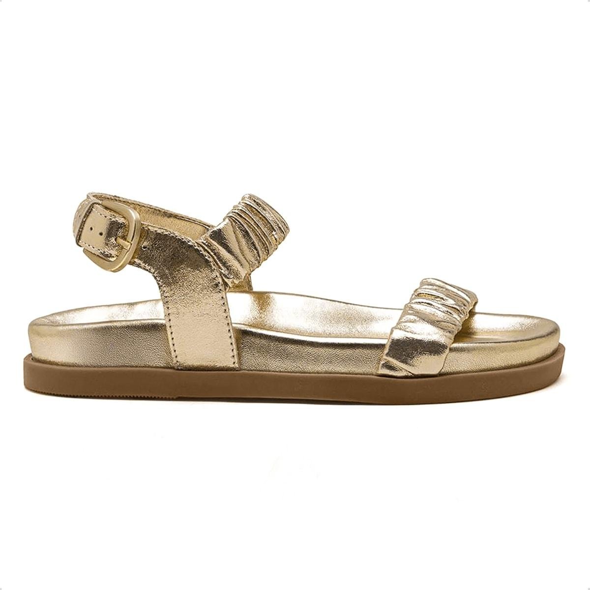Sandália de Couro Democrata Papete Feminina Iris 633102 Dourado 3