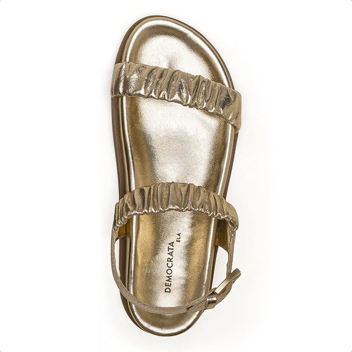 Sandália de Couro Democrata Papete Feminina Iris 633102 Dourado 5