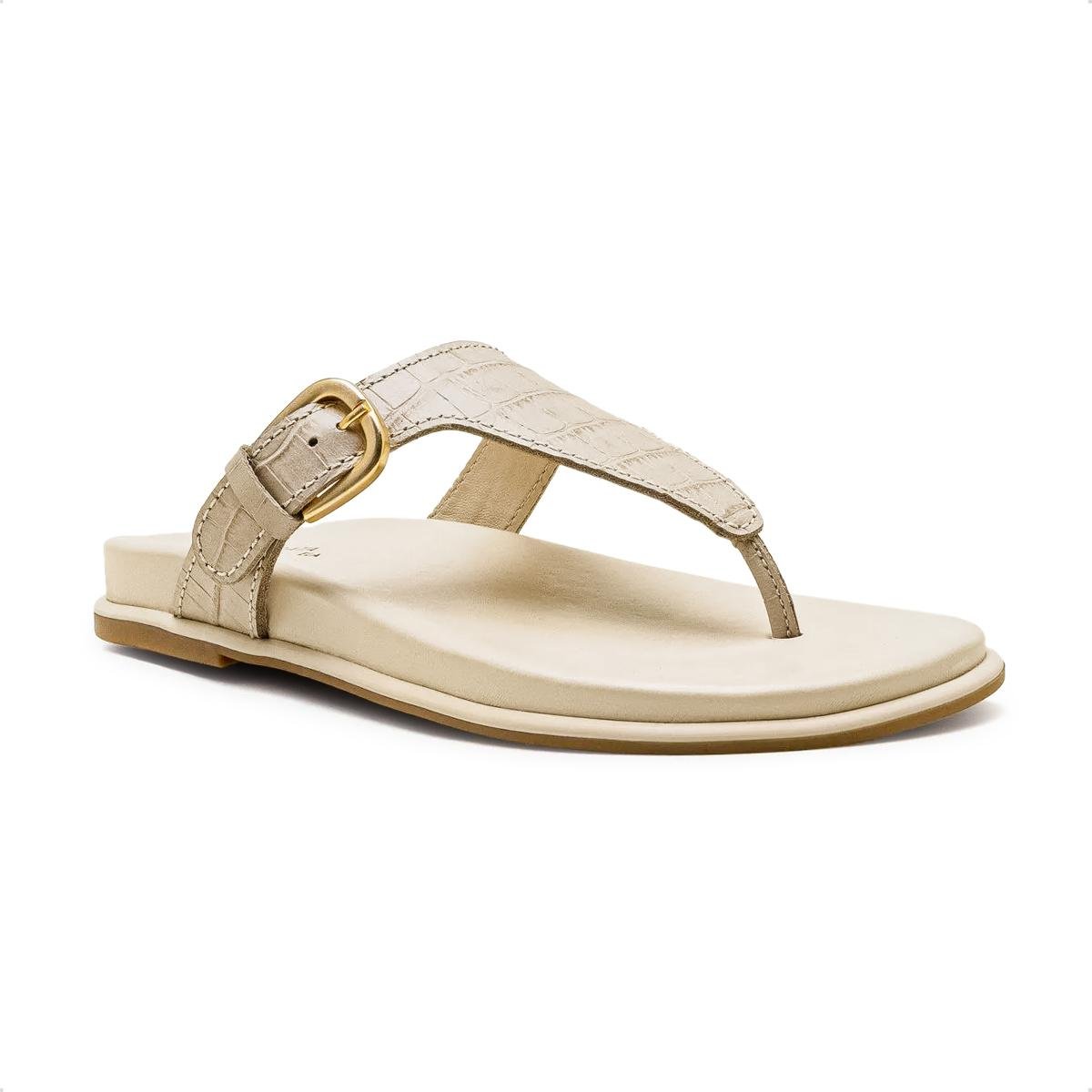 Sandália de Couro Democrata Feminina Zoe 659102 Off White 2