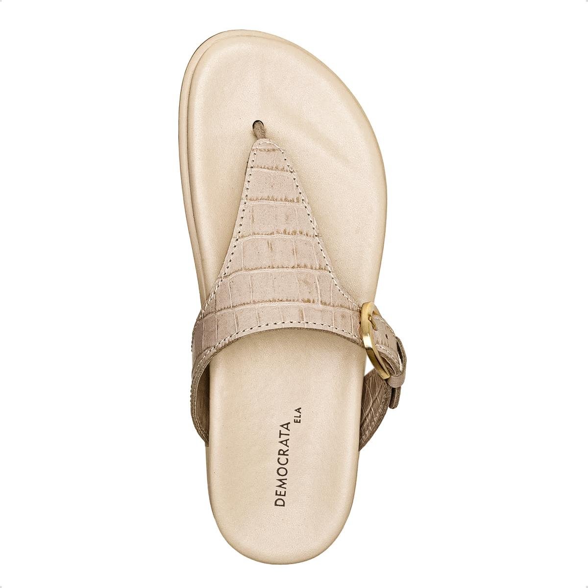 Sandália de Couro Democrata Feminina Zoe 659102 Off White 3