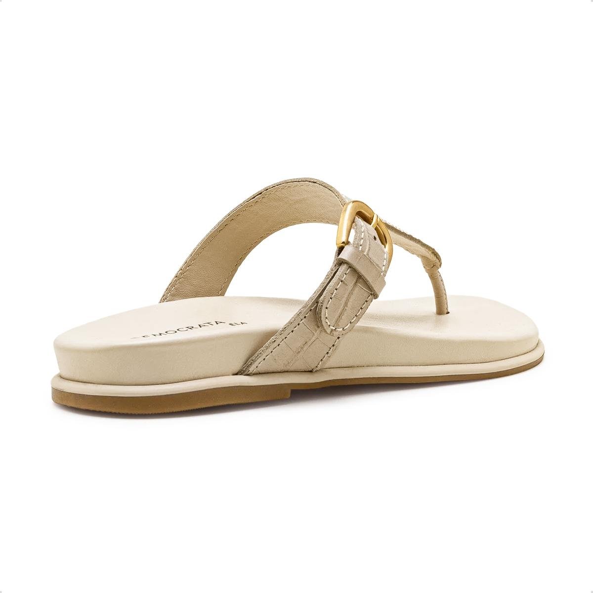 Sandália de Couro Democrata Feminina Zoe 659102 Off White 4