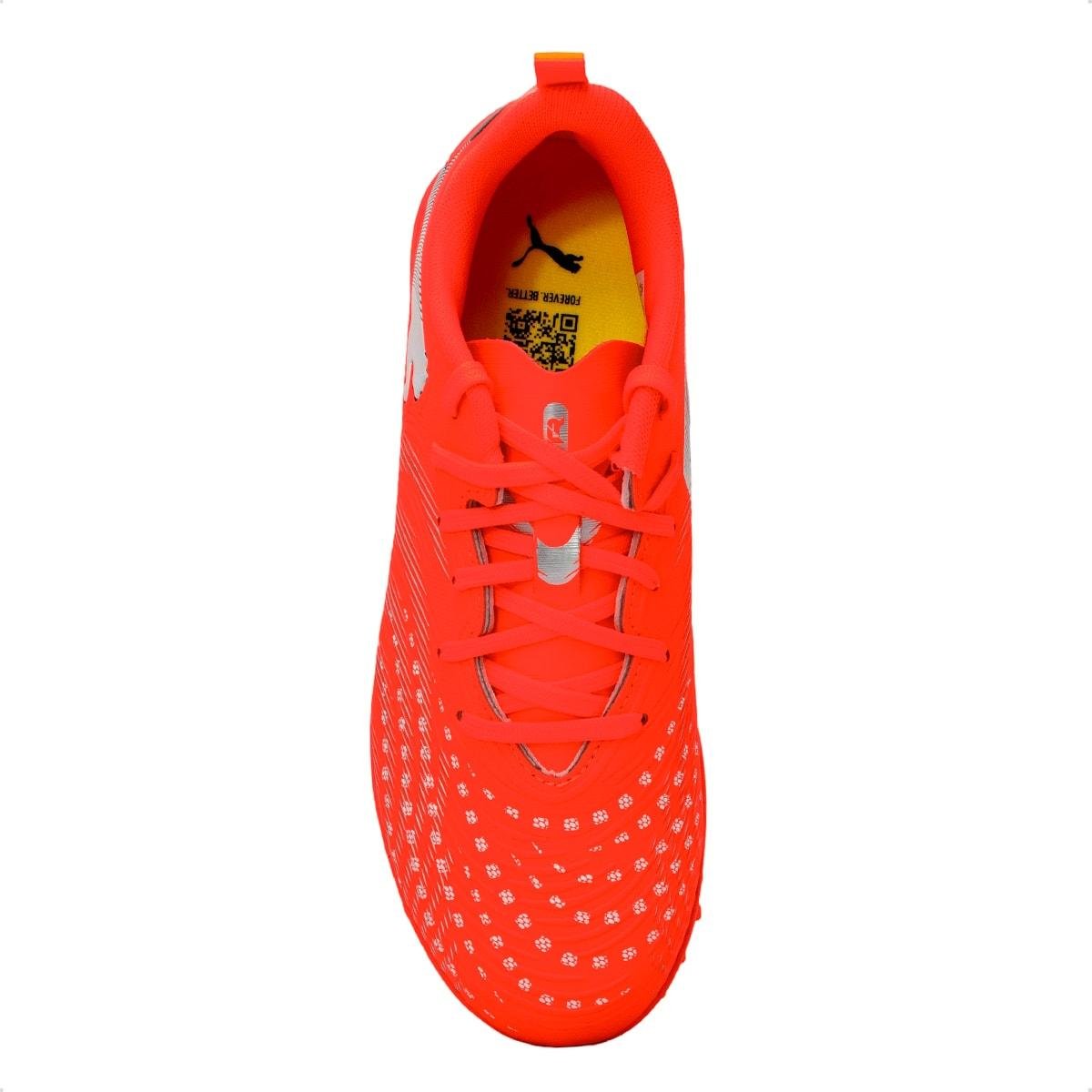 Chuteira Puma Society Future 9 Play Infantil Laranja 3