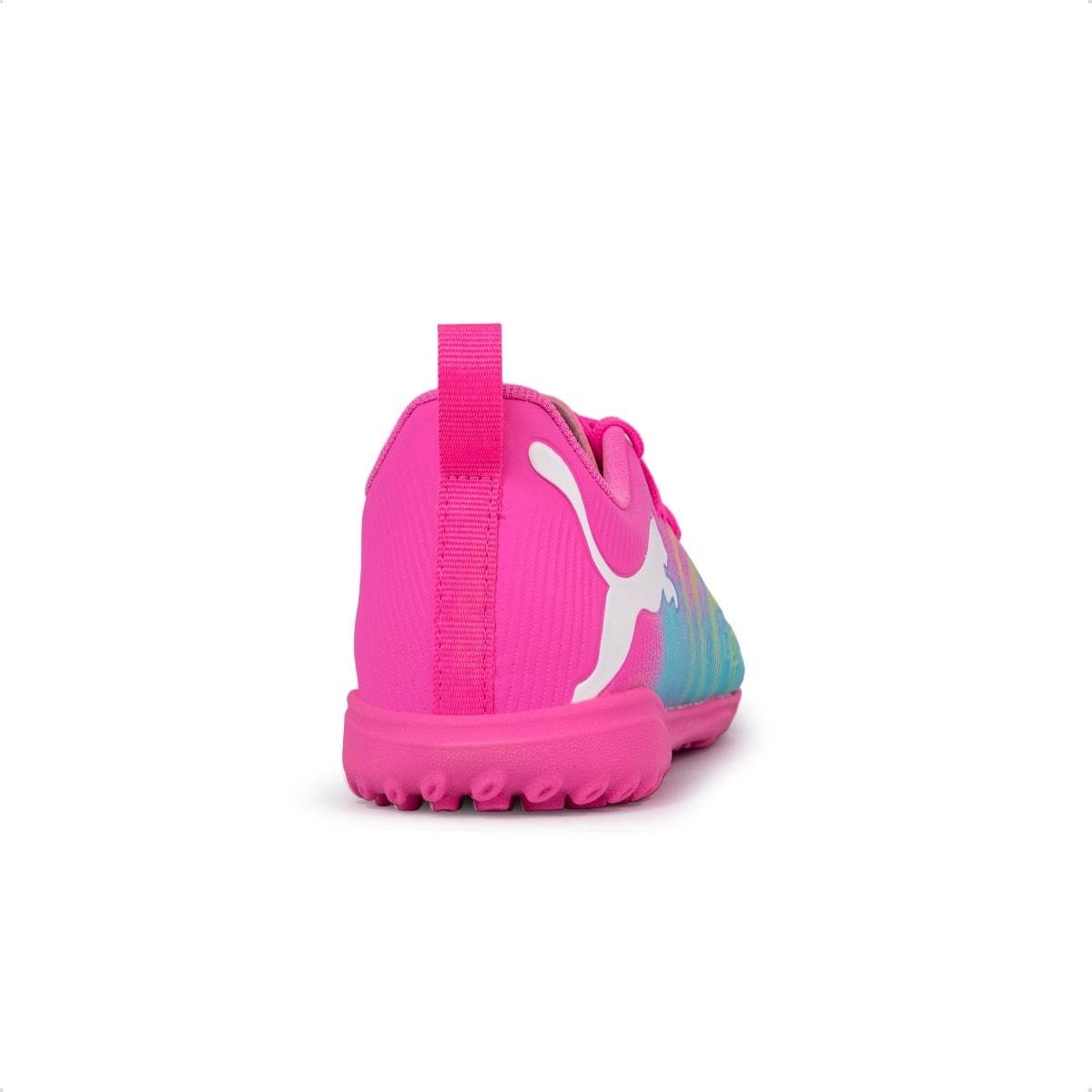 Chuteira Puma Society Future 9 Play Infantil Rosa/Azul 5